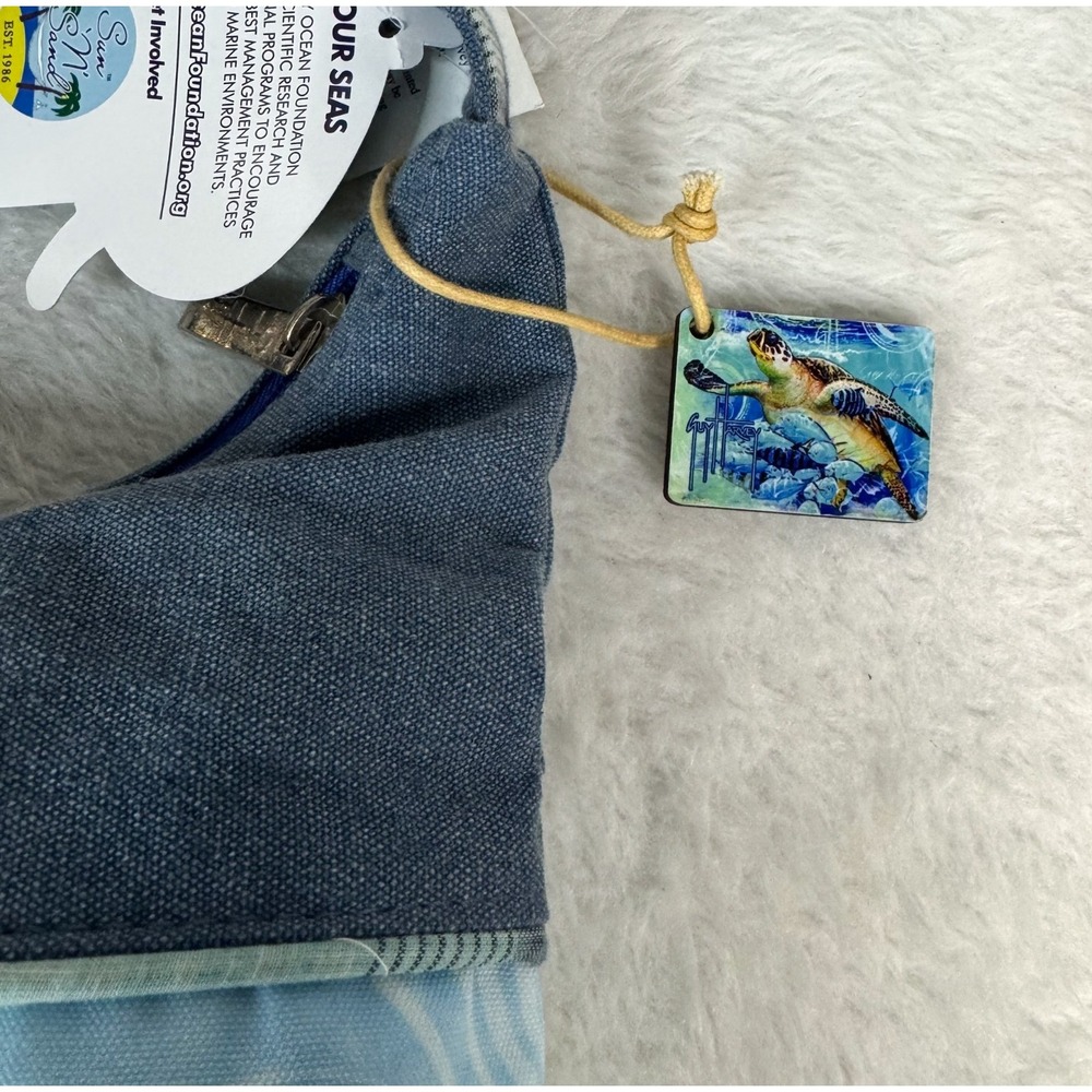 Guy Harvey Purse NWT Sea Turtle Fish Hobo Shoulder Bag Canvas Beach Tote - Picture 7 of 16